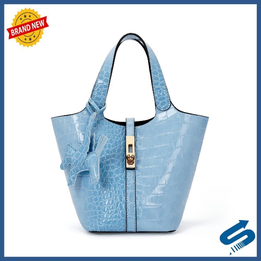 Vegan Leather Tote Bag with Detachable Purse, Top Handle & Shoulder Strap